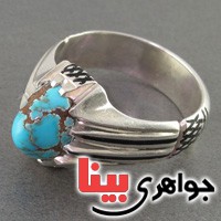 انگشتر فیروزه نیشابوری شجری بسیار عالی مردانه