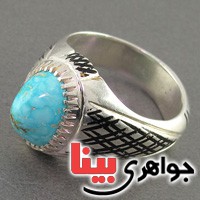 انگشتر فیروزه نیشابوری شجری مردانه قدیمی _کد:18664