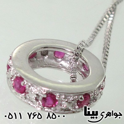 گردنبند یاقوت سرخ زنانه طرح رینگ