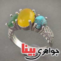 انگشتر چند جواهر رودیوم  زنانه مدل حلقه _کد:18695