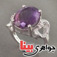 انگشتر آمتیست کلاسیک رودیوم زنانه _کد:18717