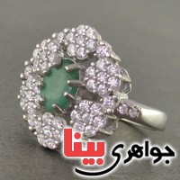 انگشتر زمرد دورجواهری رودیوم زنانه _کد:18718