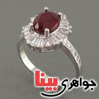 انگشتر یاقوت سرخ رودیوم زنانه بسیار عالی دور باگت _کد:18743