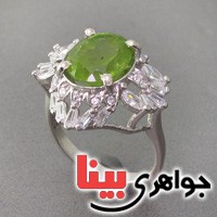 انگشتر زبرجد رودیوم مجلسی زنانه _کد:18748