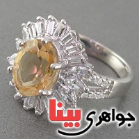 انگشتر سیترین رودیوم زنانه بسیار عالی فاخر _کد:18775