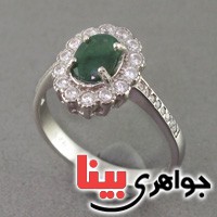 انگشتر زمرد دور جواهری رودیوم زنانه زیبا _کد:18783