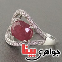 انگشتر یاقوت سرخ ناب رودیوم زنانه مدل قلب _کد:18790