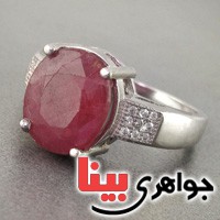 انگشتر یاقوت سرخ رودیوم زنانه درشت پرنسس _کد:18803