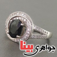 انگشتر یاقوت کبود رودیوم زنانه مدل آوا  _کد:18817