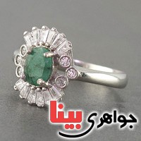 انگشتر زمرد مدل پدیده رودیوم زنانه _کد:18819