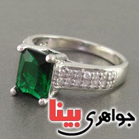 انگشتر زمرد کلاسیک رودیوم زنانه _کد:18833