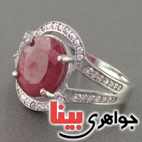 انگشتر یاقوت سرخ رودیوم زنانه چهارچنگ _کد:18839
