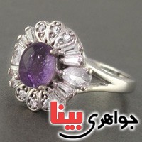 انگشتر آمتیست رودیوم زنانه بسیار خوشرنگ _کد:18841
