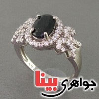 انگشتر یاقوت کبود رودیوم زنانه مدل موج