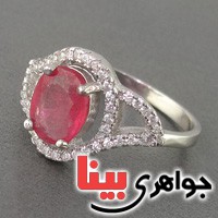انگشتر یاقوت سرخ رودیوم زنانه بسیار زلال خوشرنگ _کد:18847