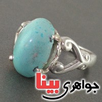 انگشتر فیروزه نیشابوری رودیوم زنانه مجلسی _کد:18852