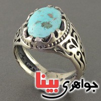 انگشتر فیروزه نیشابوری مدل اسلیمی مردانه _کد:18865