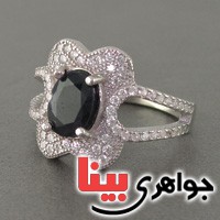 انگشتر یاقوت کبود رودیوم زنانه بسیار زیبا _کد:18866