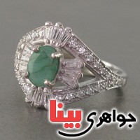 انگشتر زمرد دور باگت رودیوم زنانه زیبا _کد:18867