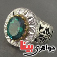 انگشتر توپاز سبز تک درشت ملک التجار _کد:2816