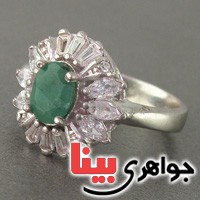 انگشتر زمرد رودیوم زنانه مدل نایس انگشتر زمرد رودیوم زنانه مدل نایس