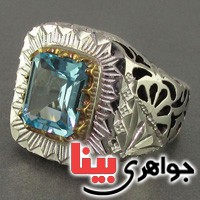 انگشتر توپاز مردانه درشت  اسلیمی ترکیبی _کد:2817