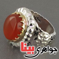 انگشتر عقیق یمنی مردانه دور آینه کاری درشت