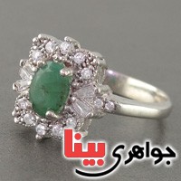 انگشتر زمرد زنانه رودیوم مدل خاتون _کد:18890