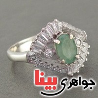 انگشتر زمرد رودیوم زنانه مدل چشم _کد:18898