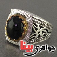 انگشتر اوپال سیاه مردانه فاخر اسلیمی درشت _کد:2823