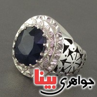 انگشتر یاقوت کبود مردانه درشت نفیس فاخر _کد:2827