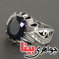 انگشتر یاقوت کبود مردانه کلاسیک شاه داماد _کد:2829