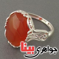 انگشتر عقیق یمنی تراش دار رودیوم زنانه مدل خاتون  _کد:18910