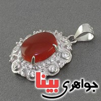 گردنبند عقیق یمنی دور قاب جواهری بسیار زیبا _کد:18916