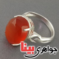 انگشتر عقیق یمنی رودیوم زنانه تراش دار درشت بسیار نفیس _کد:18921