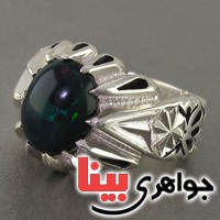 انگشتر اوپال سیاه درشت مردانه بسیار عالی با بازی رنگ ها _کد:2839