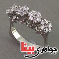 انگشتر نقره رودیوم زنانه مدل چهار گل _کد:18939