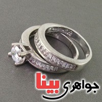 انگشتر الماس حلقه و پشت حلقه صنعتی رودیوم زنانه درشت _کد:18945