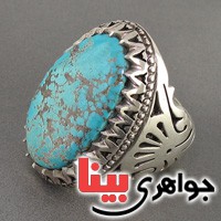انگشتر فیروزه نیشابوری شجری درشت مردانه خوشرنگ فاخر _کد:2843
