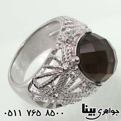 انگشتر کوارتز دودی زنانه عنکبوتی