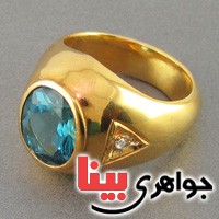 انگشتر توپاز لندن و الماس فاخر مردانه با شناسنامه بین المللی  _کد:2846