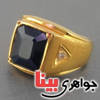 انگشتر یاقوت کبود و الماس فاخر مردانه با شناسنامه بین المللی _کد:2847