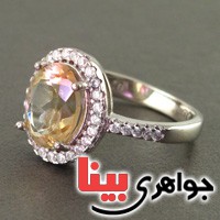 انگشتر سیترین مدل شاهزاده رودیوم زنانه _کد:19039