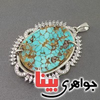 گردنبند فیروزه نیشابوری درشت خوش نقش کلکسیونی زنانه _کد:2848