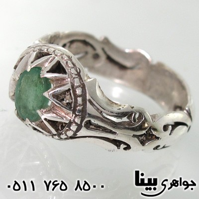 انگشتر زمرد مردانه شبکه کاری