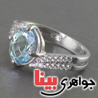 انگشتر توپاز خوشرنگ رودیوم زنانه مدل رزیتا _کد:19047