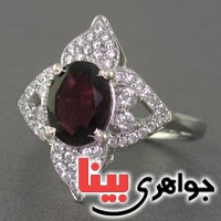انگشتر یاقوت گارنت زلال رودیوم زنانه مدل پرنسس _کد:19066