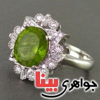 انگشتر زبرجد رودیوم زنانه فاخر مجلسی _کد:19067