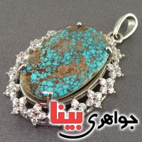 گردنبند فیروزه نیشابوری درشت خوش نقش کلکسیونی زنانه _کد:2850
