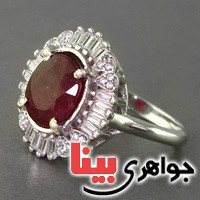 انگشتر یاقوت سرخ دور باگت رودیوم زنانه خوشرنگ _کد:19073